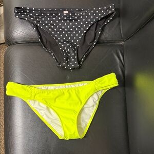 Victoria's Secret Neon Yellow & White Polka Dot Bikini Bottoms